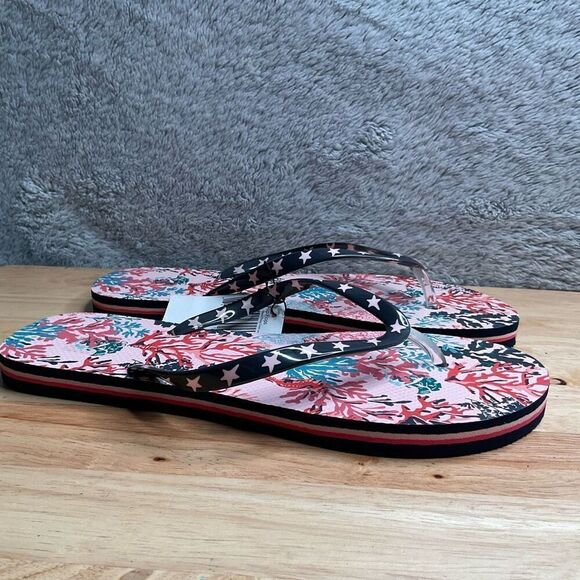 Vera Bradley SHORE THING Women's Flip Flops Large Pink Sea Horses Corals Beachy - Picture 10 of 10